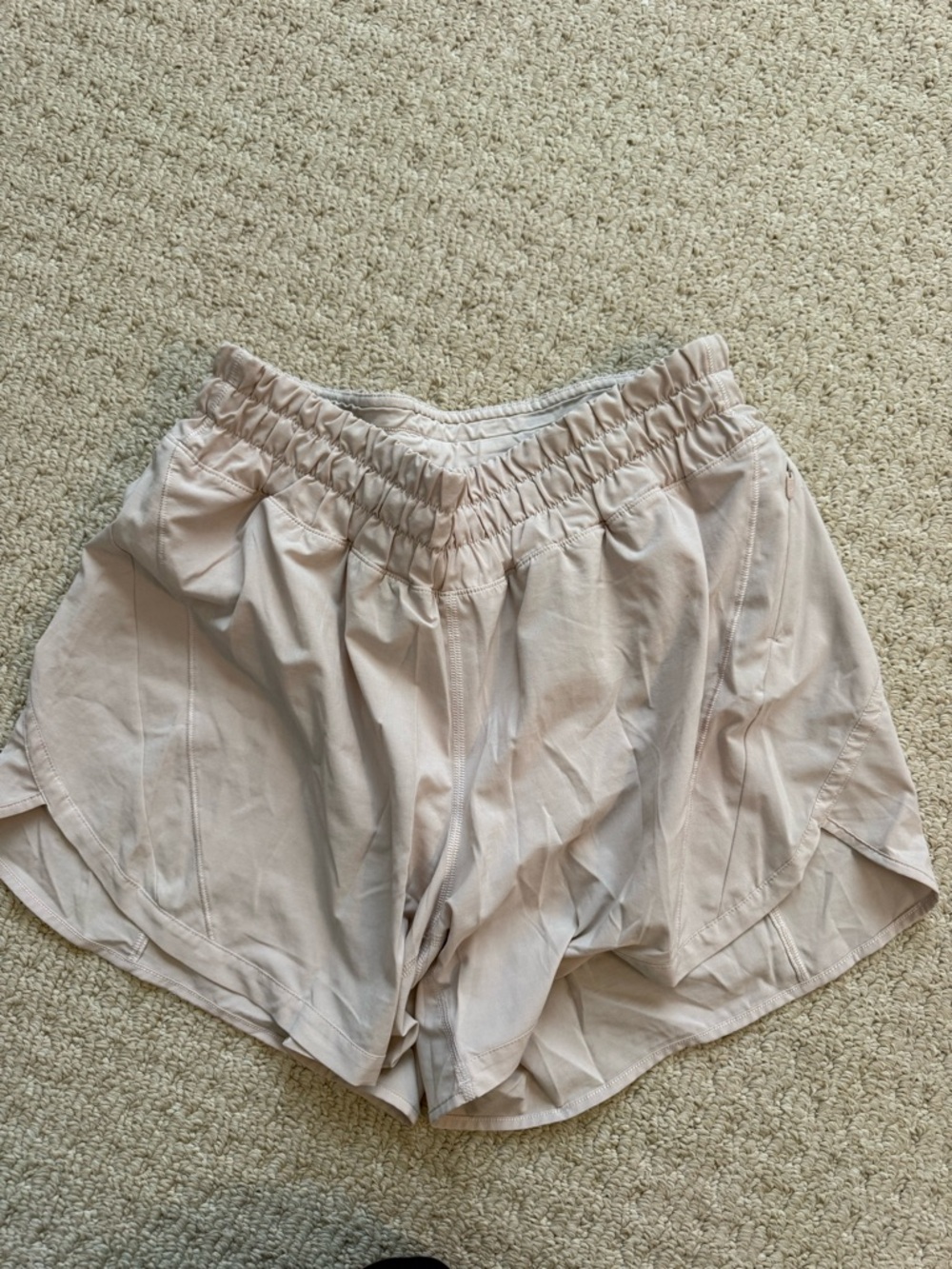 lululemon athletica Track That Mid-Rise Lined Shorts 5” in Blush Pink